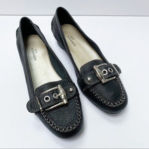 Ros Hommerson Black Leather Flat Loafers US8W